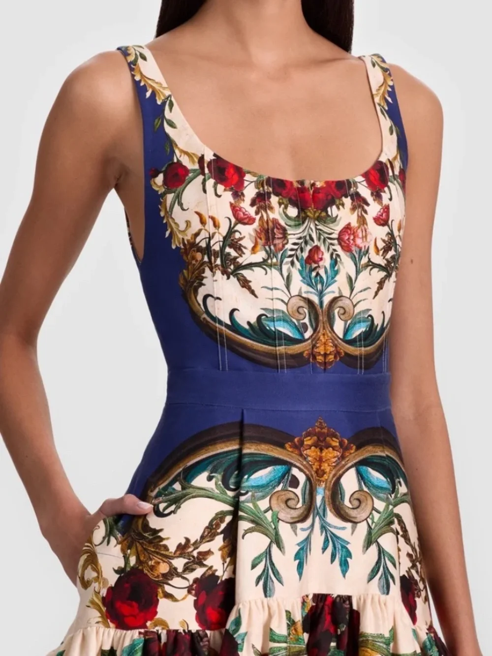 Alice + Olivia Diana Gilded Rose Structured Midi Dress size 8 - Picture 3 of 15